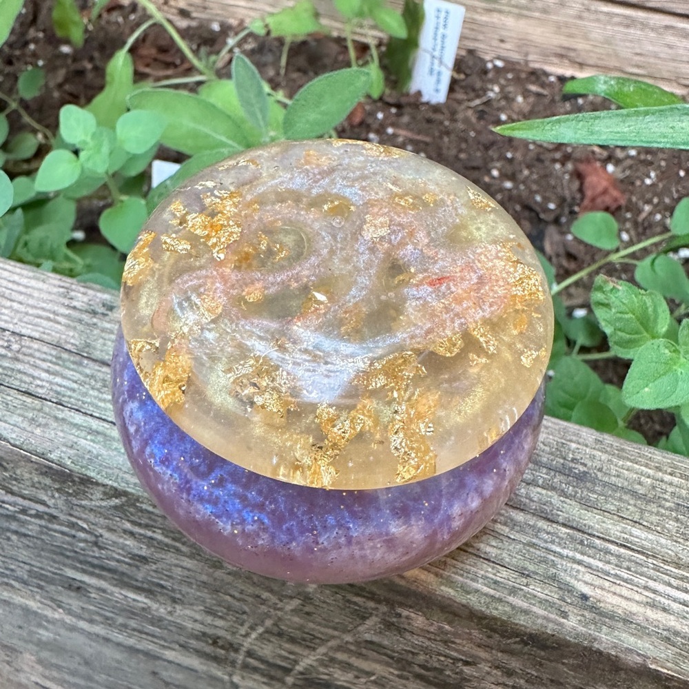 Handcrafted Purple & 24k Gold Dragon Shimmer Glitter Decorative Trinket Jar - Picture 6 of 12